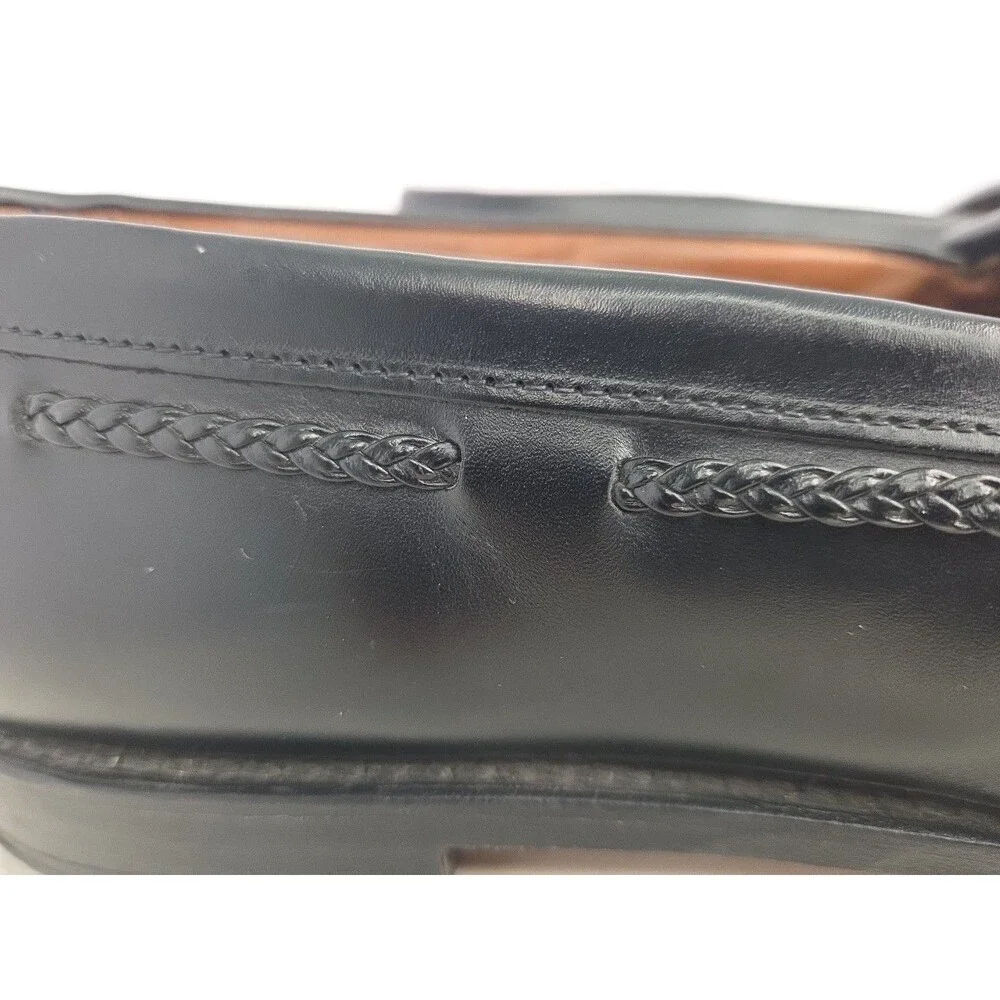 Allen Edmonds 'Cody' Black Leather Dress Loafer Woven Detail &Tassels S 14 EUC
